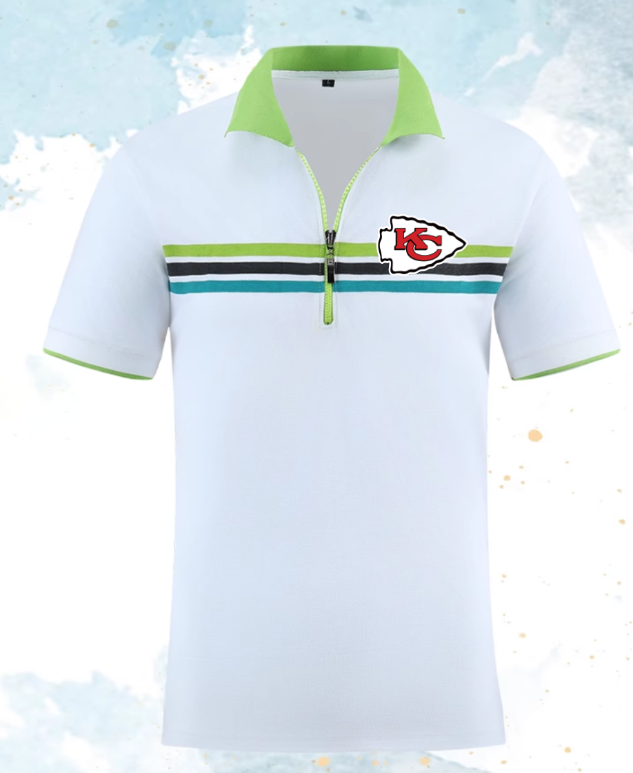 Kansas City Chiefs white 87 Men 2025 NFL polo T shirt